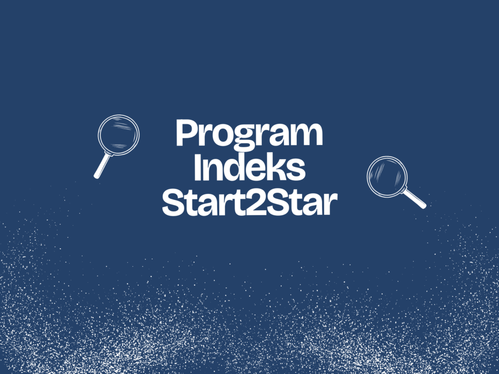 Grafika programu stypendialnego Indeks Start2Star realizowanego przez Fundację Jolanty i Leszka Czarneckich.